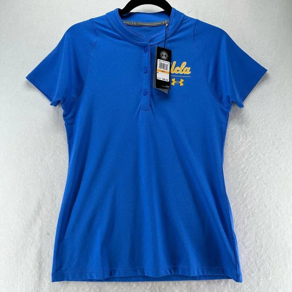 UCLA Bruins Under Armour Top Womens Size S HeatGear Henley Performance Blue - Picture 1 of 12